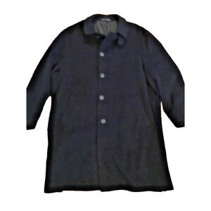 44L Long Jospeh & Lyman Men's Black Dress Coat Wool Blend Overcoat